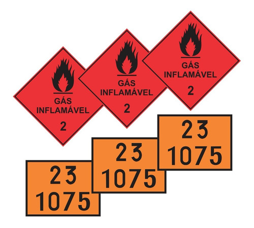 Kit De Adesivos Advertência Gás Inflamável 