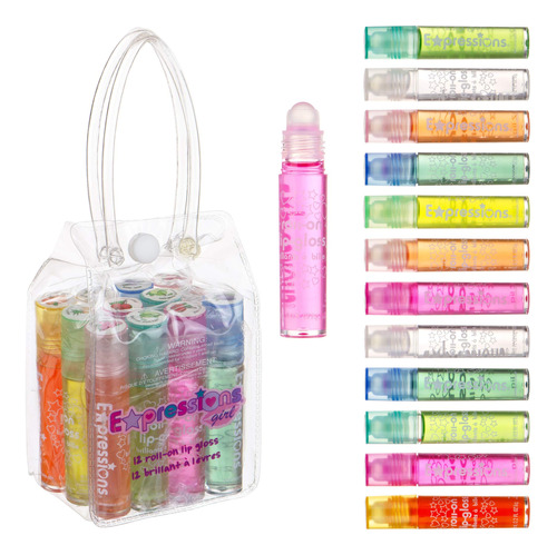 Expresiones Chica 12pc Roll On Lip Gloss Conjunto Con O2wwr