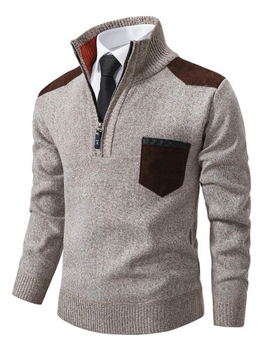 Polo Grueso De Cachemir Con Cuello Alto Para Hombre