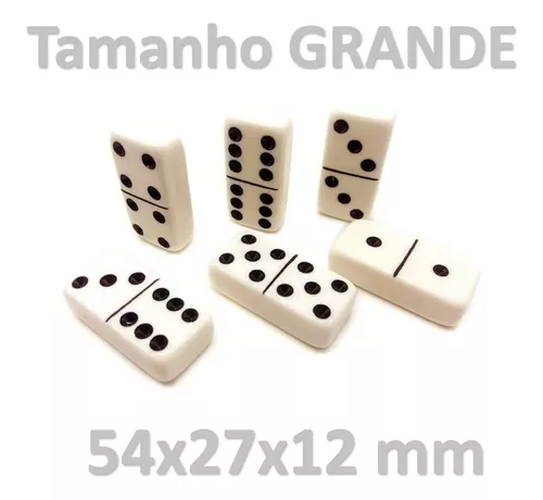 Jogo De Dominó Profissional De Osso Grosso 12mm Estojo 28 Pç