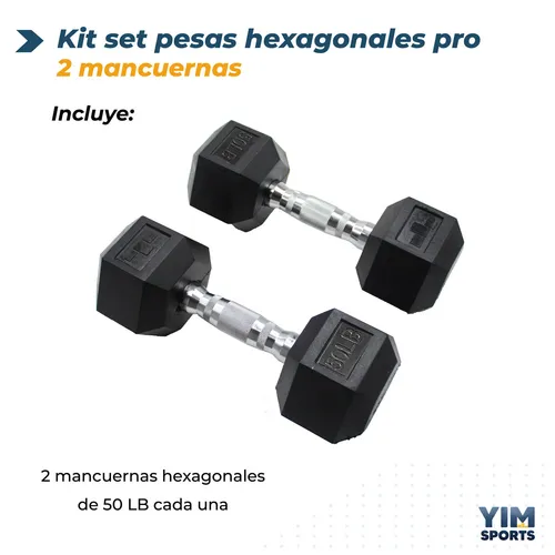 2 Mancuernas 50 Lb 22.67kg C u Kit Set Pesas Hexagonales Pro Color