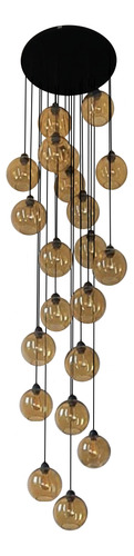 Lustre Sarvah Redondo 21 Globos Ambar Casas Pé Direito Duplo