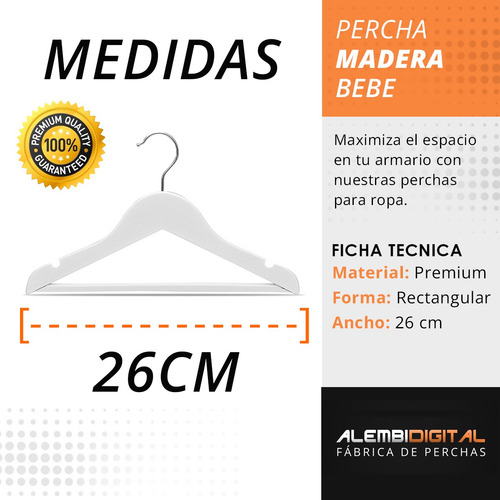 Imagen 5 de 10 de Perchas De Madera De Bebe Blancas X 10 Unidades