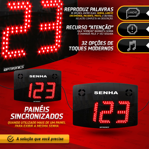 Painel De Senha Sequencial Grande Com Voz E 2 Controles