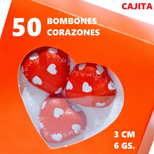 50 Corazones De Chocolate Bombones Corazon 6gs. Souvenirs