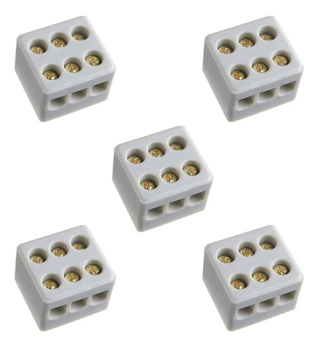 Kit 5 Conector Chuveiro Porcelana Tripolar 10 Mm ² 30a 600v