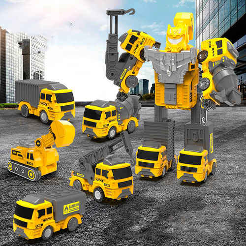 Robot Transformable Muñeco Figura Accion Camion Juguete Niño Color Amarillo Personaje Camion Construccion