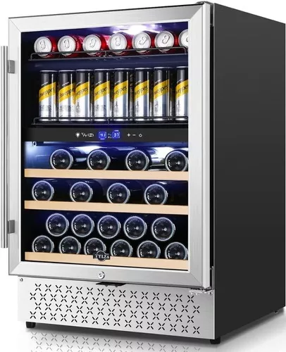 Tylza TYBC24 - Mini refrigerador de bebidas independiente, 101 latas con  puerta de vidrio, mini refrigerador para refrescos, agua, cerveza o vino