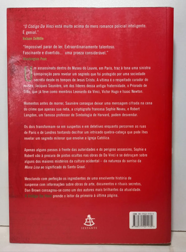 Livro - O Código Da Vinci - Dan Brown/d1 (Usado)