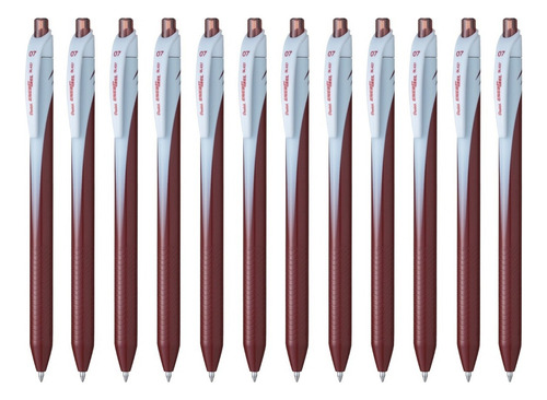 Bolígrafos Retráctiles Pentel Energel Bl437 0.7mm 12 Piezas Color De La Tinta Cafe