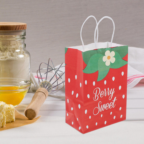 12 Bolsas De Regalo De Fiesta Con Forma De Fresa Con Asas St