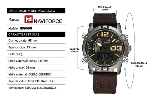 Naviforce Nf9095 Multifunción Calidad Estilo Cuero Moderno