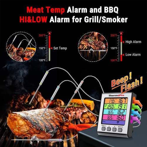 Imagen 4 de 7 de Termómetro Digital Con 4 Sondas Thermopro Tp17h Carnes Timer