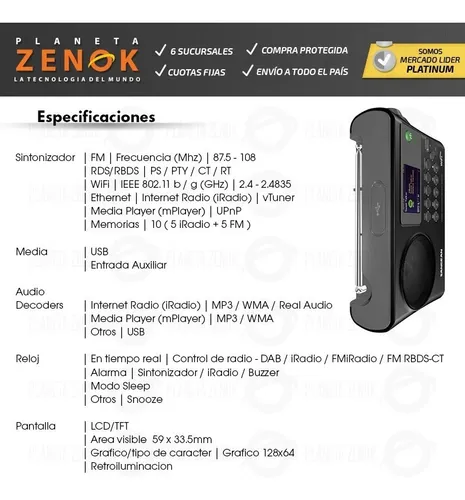 Radio Wifi Digital Sangean Spotify Bi Banda Hogar Oficina