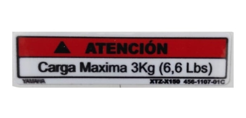 Emblema Advertencia Parrilla Yamaha Xtz 150