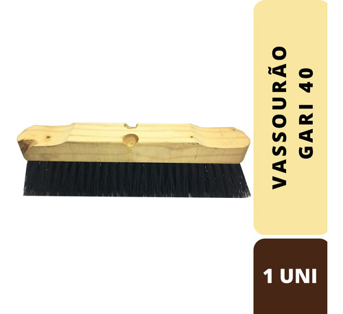 Vassoura Gari Externa Madeira 40cm Nylon Unidade Sem Cabo