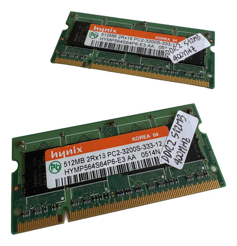 Memoria Sodimm Ddr2 512mb 3200s 400mhz P/ Notebook Netbook (Usado)