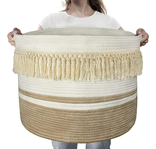 Aels Xxxlarge 22  22 X15  Cuerda Boho Decor Basket Woven Bab