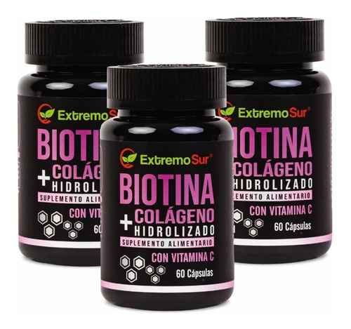 Pack 3 Biotina + Colageno Hidrolizado. Fullnatural