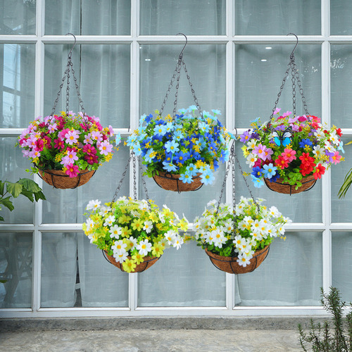 Cestas Colgantes De Flores Artificiales Y Macetas Colgantes