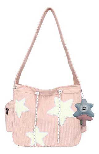 Bolso Tipo Cartera Kawaii Para Niña, Bolso De Pana Con Estam