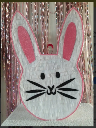 Piñata Cumpleaños Tematica Carita De Conejo Blanco  