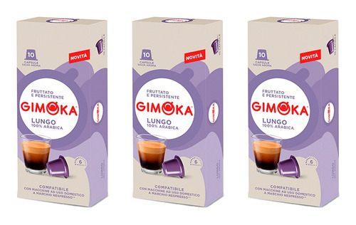 Combo 30 Cápsulas Compatibles Con Nespresso Gimoka Lungo