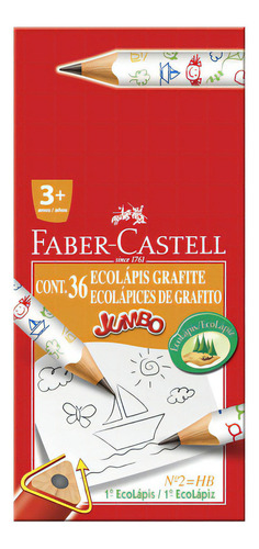 Lápiz de grafito Faber Castell Jumbo, 36 pulgadas