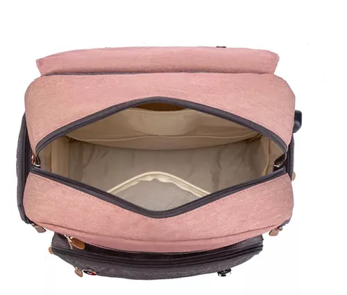 Bolsa Mochila Maternity Land modelo Luxury Premium Rosa com Cinza