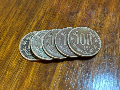Lote De 5 Monedas De 100 Pesos 1984-1989