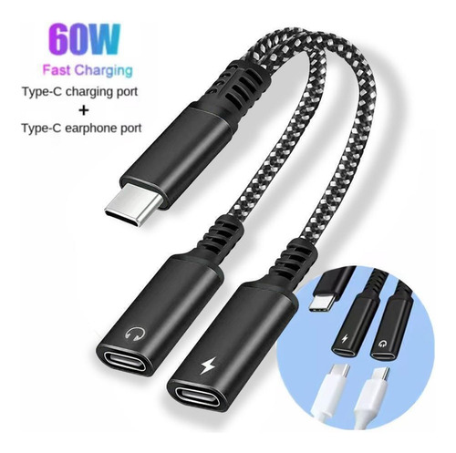 Divisor Usb C Tipo C 2 En 1 Para Auriculares Usb C De Doble