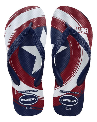 Ojotas Havaianas Hombre Top Marvel Logomania Azul Oscuro