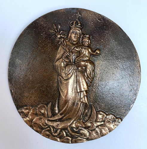 Nossa Senhora Da Saúde - Medalhão Em Bronze