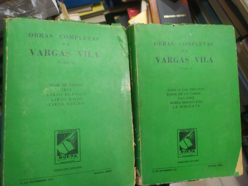 Obras Completas Vargas Vila Dos Tomos Biblioteca Nueva 1946