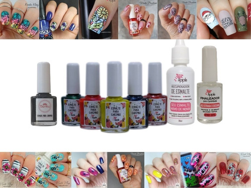 Kit Esmalte Para Placas E Carimbo De Unhas Betina 6 Cores