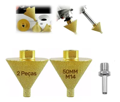 Kit2 Brocas Cônicas Diamante 50mm M14 Para Azulejo Mármore