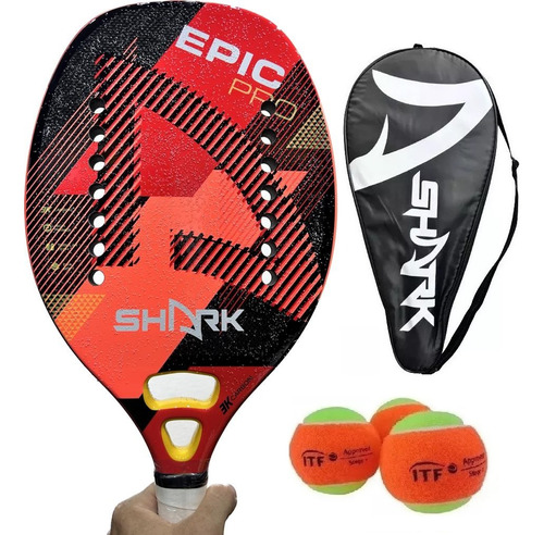 Nova Raquete De Beach Tennis Shark Epic Pro 2024 Carbono 3k