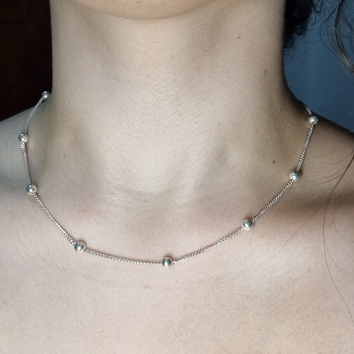 Imagen 3 de 8 de Cadena Plata Groumet Con Bolitas 5mm