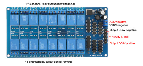 Placa De Control De Interfaz De Módulo De Relé 12v De 16 Can