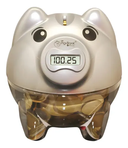 Cofrinho Pig Bank Pig Bank De Plástico - Prateado | MercadoLivre