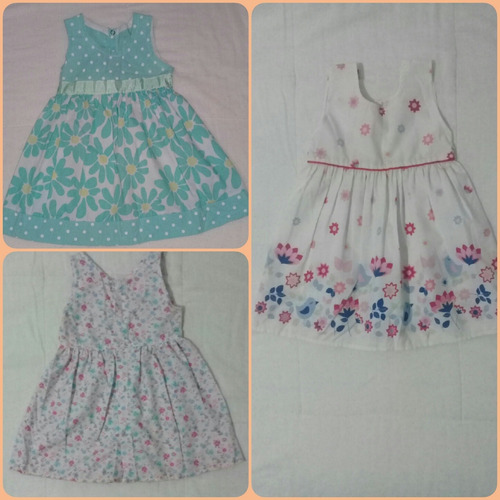 Lote 3 Vestidos De Bebé Talle 6 A 12 Meses Impecables 