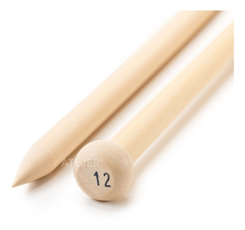 Imagen 3 de 4 de Par 2 Agujas Tejer De Madera Tricot N° 12mm X Par