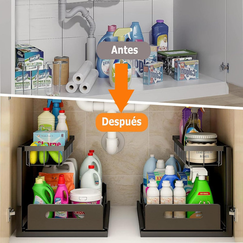 Rack Organizador Debajo Del Fregadero Para Cocina O Baño Color Negro