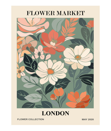 Poster Papel Fotografico Botanica Londres Flores Sala 60x80
