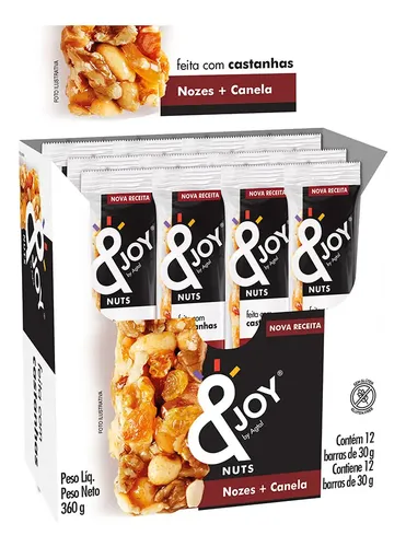 Barra De Castanha Nuts Ejoy Nozes E Canela Caixa 12 Un 30g