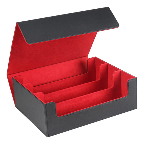 Trading Cards Storage Box 1800 Cards Negro Forrado En Rojo.