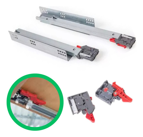 Corrediça Invisível Soft Closing Amortecedor 450mm 45cm Par