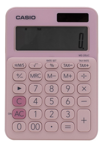 Calculadora Casio Ms-20uc-pk Rosa Solar O A Pila