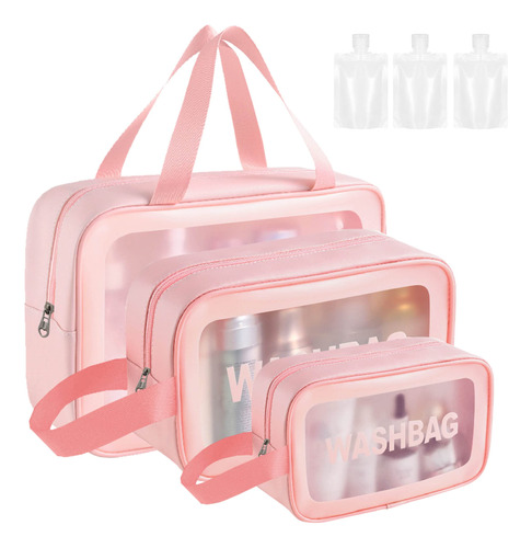 Touyinger Bolsas De Cosmticos, 3 Piezas-rosado, Transparente