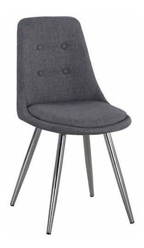 Silla Love Tela Gris Patas Cromo - Gris Y Cromo Këssa Mueble